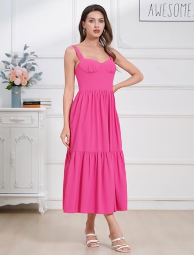 IBTOM CASTLE Damen Blumen Korsett Kleid Quadratischer Ausschnitt Spaghettiträger Sommer Boho Sonnenkleid Lässig Flowy Schlitz Bustier Kleider von IBTOM CASTLE