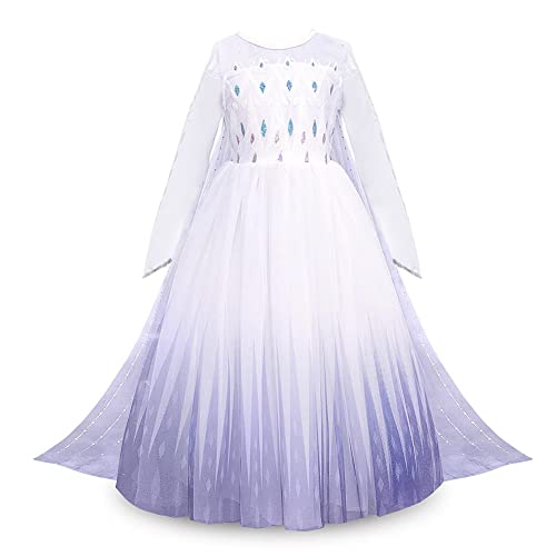 Mädchen Eiskönigin 2 Prinzessin ELSA Kleid Schneekönigin Verkleidung TüllKleid Kostüm für Ankleiden Weihnachten Verkleidung Karneval Halloween Geburtstag Cosplay Faschingkostüm Weiß-2 9-10 Jahre von IBTOM CASTLE