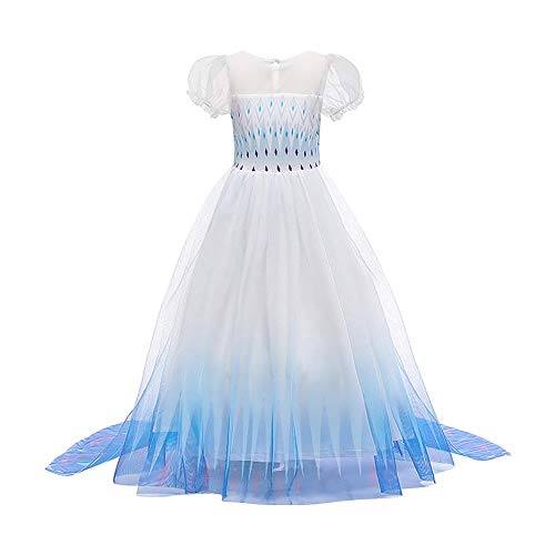 IBTOM CASTLE Mädchen Kinder Eiskönigin 2 Prinzessin Kostüm Lange Ärmel Glanz Kleid Schneekönigin Schneeflocke Verkleidung TüllKleid Weihnachten Karneval Fasching Blau 03 9-10 Jahre von IBTOM CASTLE