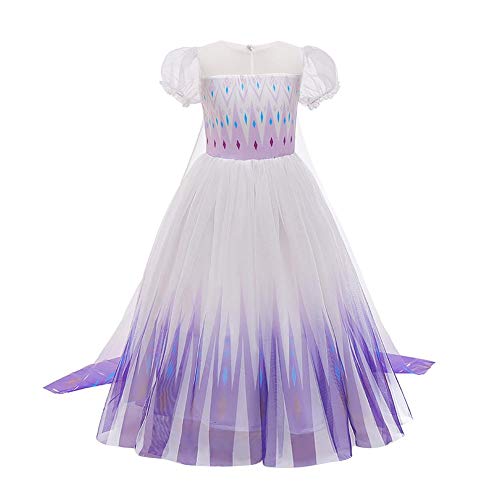 IBTOM CASTLE Mädchen Kinder Eiskönigin 2 Prinzessin Kostüm ELSA Lange Ärmel Glanz Kleid Schneekönigin Schneeflocke Verkleidung TüllKleid Weihnachten Karneval Fasching Violett 03 11-12 Jahre von IBTOM CASTLE