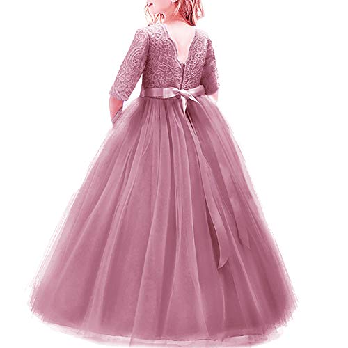 IBTOM CASTLE Mädchen Prinzessin Kleid Blumenmädchenkleid Taufkleid Festlich Kleid Hochzeit Festzug Babybekleidung Spitze Bowknot Kleid S# Rosa von IBTOM CASTLE