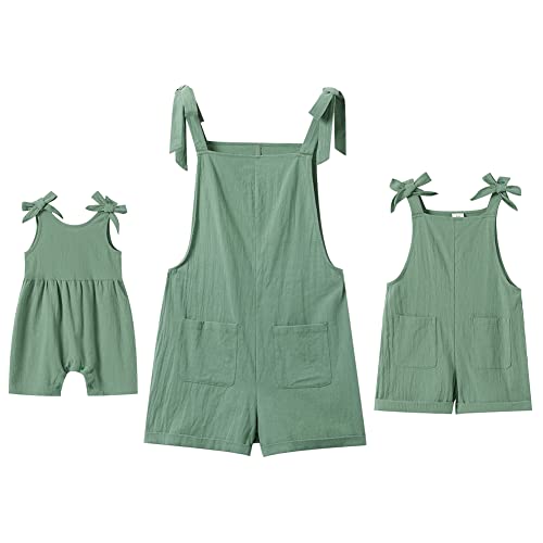 IBTOM CASTLE Mama und ich Strampler Outfits Kombinierter Familien-Overall Jumpsuit Mädchen Boho Sommer Strand Lässig Playsuit für Mama und Tochter Z Grün 6-7 Jahre von IBTOM CASTLE