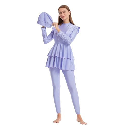 IBTOM CASTLE Muslimische Badeanzug Damen Burkini Damen Muslim Lang Schwimmhemd Hose Hijab 3-teiliges Set Langarm Badeanzug Bescheidene Badebekleidung T Helles Lila XL IBTOM CASTLE Muslimische Badeanzug Damen Burkini Damen Muslim Lang Schwimmhemd Hose Hijab 3-teiliges Set Langarm Badeanzug Bescheidene Badebekleidung T Helles Lila XL von IBTOM CASTLE