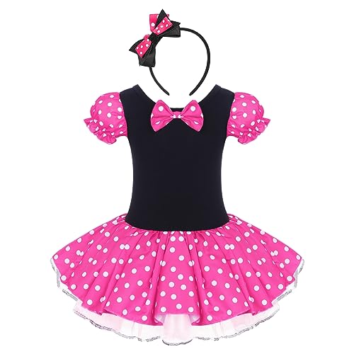 IBTOM CASTLE Baby Kostüm Prinzessin Mädchen Kleinkind Tüll Kleider Festlich Polka Dots Trikot Tanzkleider Weihnachten Cosplay Kleid für Karneval Geburtstag Partykleid Rosa 7-8 Jahre von IBTOM CASTLE