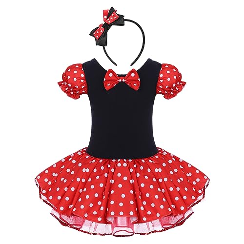 IBTOM CASTLE Baby Kostüm Prinzessin Mädchen Kleinkind Tüll Kleider Festlich Polka Dots Trikot Tanzkleider Weihnachten Cosplay Kleid für Karneval Geburtstag Partykleid Rot 3-4 Jahre von IBTOM CASTLE