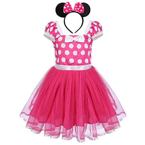 IBTOM CASTLE Säuglings Kleinkind Baby Mädchen Kinder Prinzessin Kostüm Minnie Polka Dots Tutu Kleid Bekleidungsset Geburtstag Festzug Karneval Fasching Cosplay Ballettkeider Heißes Rosa 18-24 Monate von IBTOM CASTLE