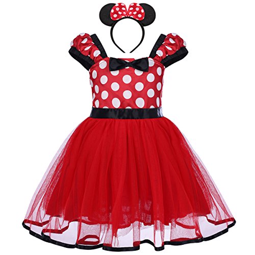 IBTOM CASTLE Säuglings Kleinkind Baby Mädchen Kinder Prinzessin Kostüm Minnie Polka Dots Tutu Kleid Bekleidungsset Geburtstag Festzug Karneval Fasching Cosplay Ballettkeider # Rot 18-24 Monate von IBTOM CASTLE