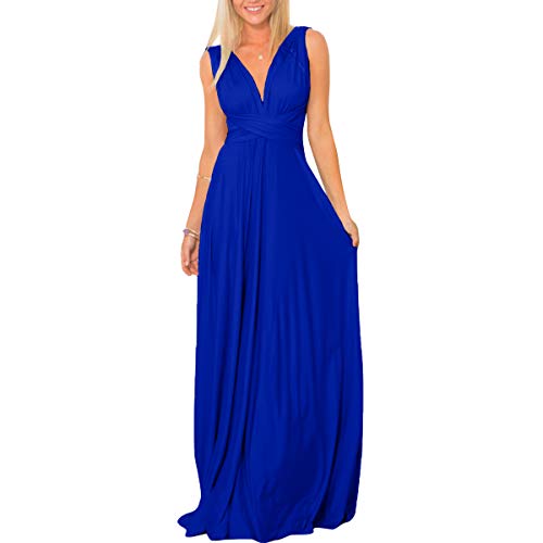 IBTOM CASTLE Transformer-Kleid, lang Sommerkleider Strandkleid CocktailKleid Mutterschaft Fotografie Kleid Damen Abendkleid Maxi-Kleid Königsblau L(EU 38-40) von IBTOM CASTLE