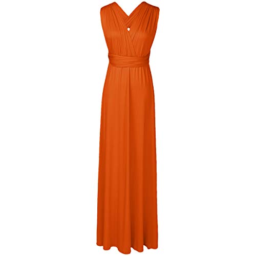 IBTOM CASTLE Transformer-Kleid, lang Sommerkleider Strandkleid CocktailKleid Mutterschaft Fotografie Kleid Damen Abendkleid Maxi-Kleid Orange XL(EU 40-44) von IBTOM CASTLE