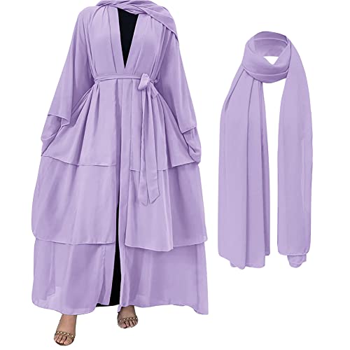 IBTOM CASTLE Hijab Kleider Khimar 2 Teilig Kaftan Damen: Burka Ganzkörper Damen - Abaya Islamische Roben Mit Voller Länge Türkisch Muslimische Lang Set Jilbab, Kleid Ramadan Violett M von IBTOM CASTLE