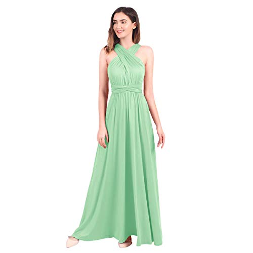 Langes Maxikleid für Damen, schulterfrei, sexy, für Hochzeit, Brautjungfer, Abendkleid, bodenlang, für Abschlussball und Abendveranstaltungen Gr. X-Large, türkis von IBTOM CASTLE