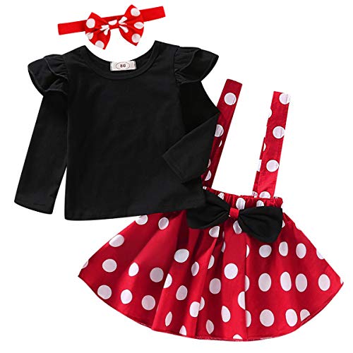 Mädchen Disney Minnie Maus Polka Dot Prinzessin Kleid Karneval Cosplay Mittelalter Kurzarm Bowknot Tutu Costume Hochzeit Brautjungfer Taufe Kleider für 1-4 Jahre Rot Schwarz Size 80,18-24 Monate von IBTOM CASTLE