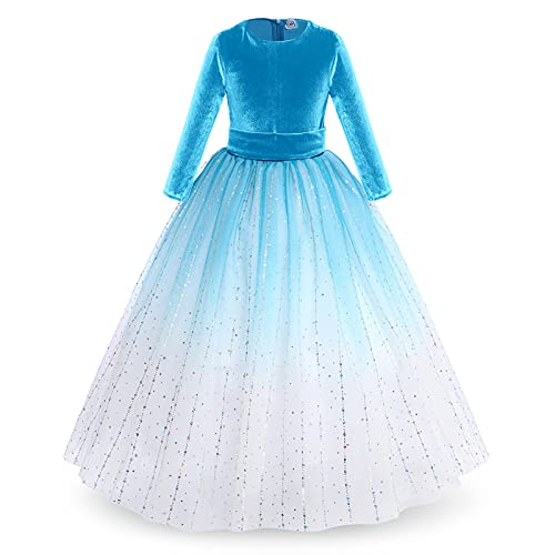 Mädchen Festzug Ballkleider Kinder samten Bestickt Hochzeit Kleid Blumenmädchenkleid Brautjungfern Partei Festliches Kleid Abendkleid Karneval Festzug Cocktailkleid Gradient-Dunkelblau 13-14 Jahre von IBTOM CASTLE