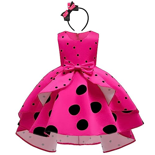 Minnie Mouse Kleid Mädchen Weihnachten Karneval Halloween Verkleiden Kostüm Vintage Polka Dot Prinzessin Tutu Hi-Lo Partykleid+Maus Ohren Stirnband Geburtstag Festliches Outfit Heiß Rosa 18-24 Monate von IBTOM CASTLE