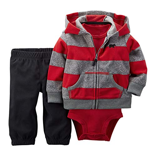 Unisex Neugeborenes Baby Mädchen Jungen Winter Herbst Kleidung Langarm Niedlich Cartoon Warmer Einteiler Strampler + Lange Hose + Hoodie Kapuzenmantel Causla 3Stk Outfit Set Rot + Schwarz 18-24 Monate von IBTOM CASTLE