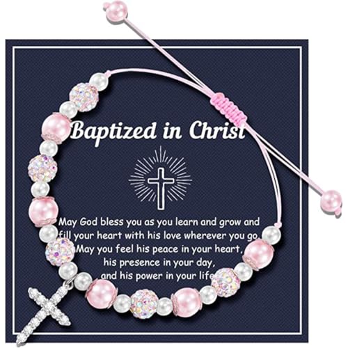 IBXWMNG 1pcs Geschenke zur Taufe Konfirmation, Bezauberndes Armband mit Kreuz,Kreuz Armband für MÄDCHEN zur Kommunion, Taufe oder Geburtstag von IBXWMNG