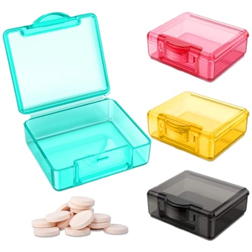 IBXWMNG 4 Mini-Pillendosen für unterwegs ，Organizer-Box für kleine Pillen und Vitamine ，Tragbare Reise-Pillendose，Tablettenbox Tablettendose für unterwegs（schwarz rosa orange grün） von IBXWMNG