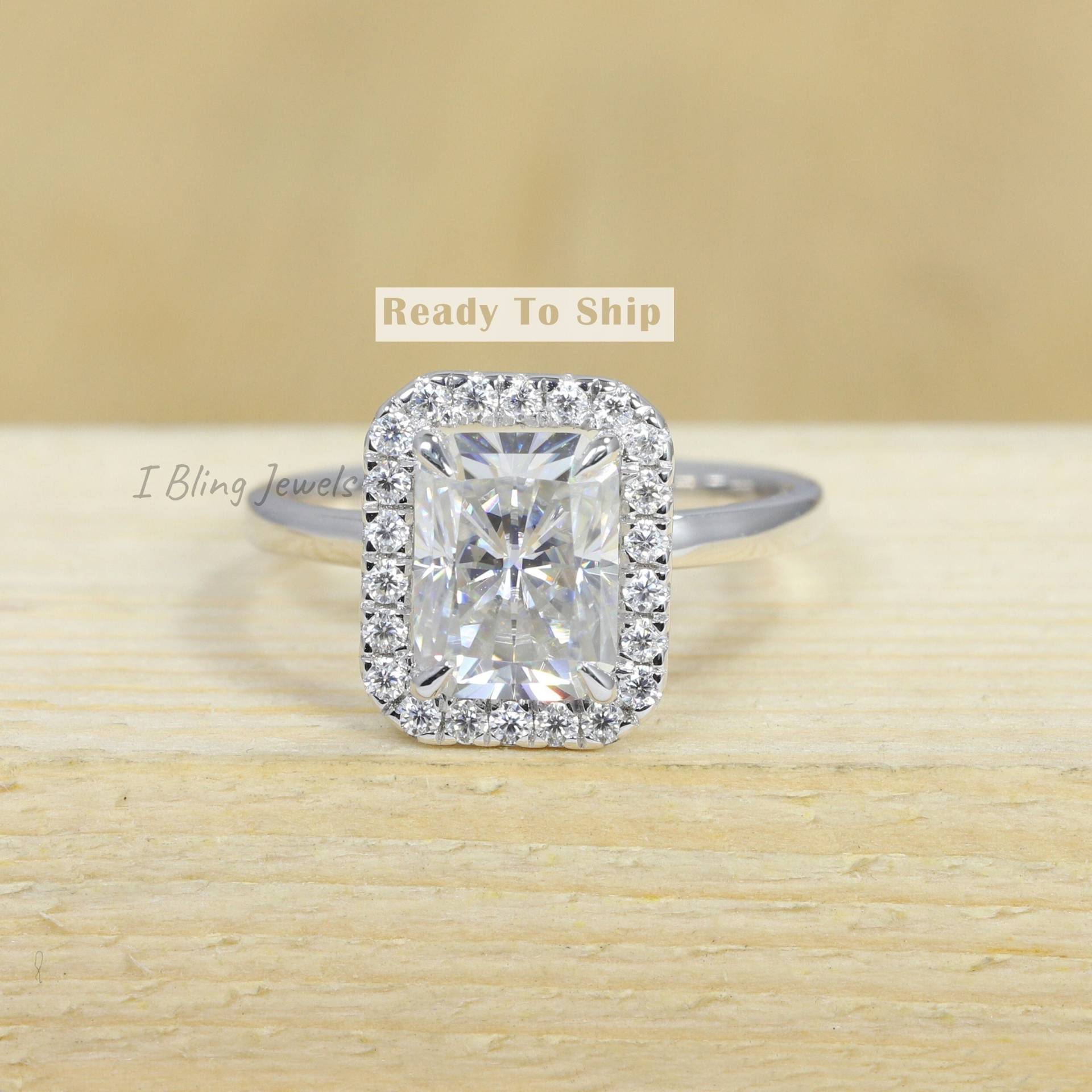 1.75Ct Farbloser Strahlender Moissanite Ring/Halo Verlobungsring Diamant Ehering Jahrestagsgeschenk von IBlingJewels