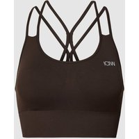 ICANIWILL Bustier mit Label-Print Modell 'Define Seamless Sports' in Dunkelbraun, Größe M von ICANIWILL