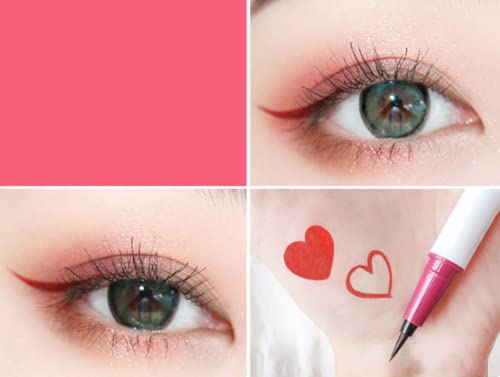 Farbiger Eyeliner Langlebiger Wasserdichter Flüssiger Eyeliner-Stift, Hochpigmentierter Wischfester bunter Eyeliner Langlebig für Frauen (rot) von ICATUENY