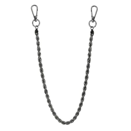 ICE STAR Herren Hip-Hop-Stil Hosenketten - Stilvolle Jeanskette mit großem Haken für Streetwear Outfits, 8 mm schwarzes Seil-Design, 56 cm von ICE STAR