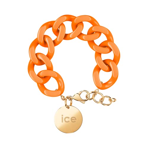ICE - Jewellery - Chain bracelet - Flashy orange - Gold - Kettenarmband mit orangefarbenen XL-Maschen für Frauen, geschlossen mit einer goldenen Medaille (020926) von ICE-WATCH