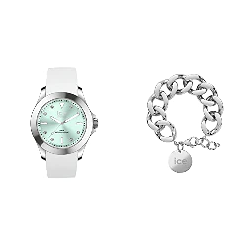 ICE - Jewellery - Chain bracelet - Silver + ICE steel - Classic - White pastel green - Medium - 3H von ICE-WATCH