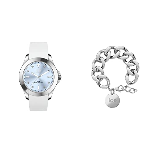 ICE - Jewellery - Chain bracelet - Silver + ICE steel - White pastel blue - Small - 3H von ICE-WATCH