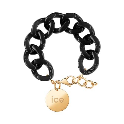 ICE - Jewellery - Chain bracelet - Black - Kettenarmband mit Schwarzfarbenen XL-Maschen für Frauen, geschlossen mit einer goldenen Medaille (020354) von ICE-WATCH