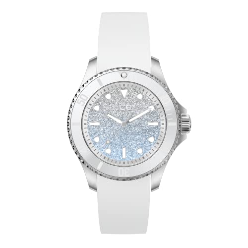Ice-Watch - ICE steel Lo white blue - Silbergraue Damenuhr mit Silikonarmband - 020370 (Small) von ICE-WATCH
