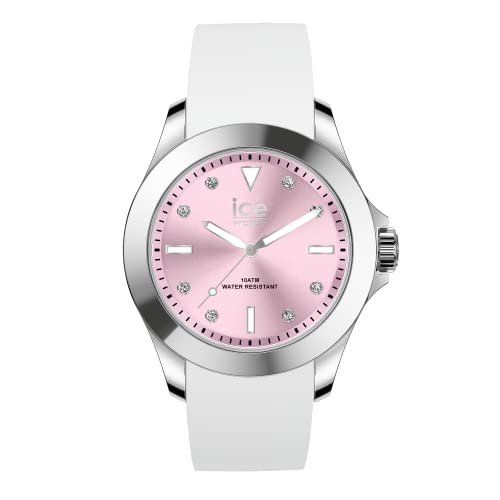 Ice-Watch - ICE steel White pastel pink - Weiße Damenuhr mit Silikonarmband - 020382 (Medium) von ICE-WATCH