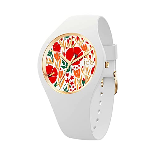 Ice-Watch - ICE flower Poppy fields - Weiße Damenuhr mit Silikonarmband - 020512 (Small) von ICE-WATCH