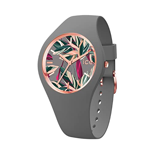 Ice-Watch - ICE flower Grey leaves - Graue Damenuhr mit Silikonarmband - 020515 (Medium) von ICE-WATCH