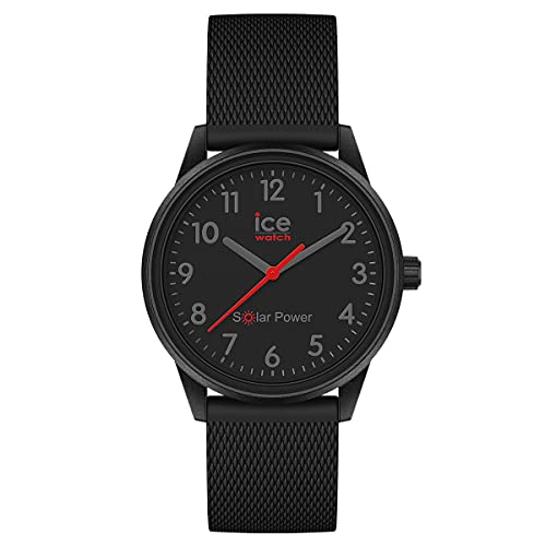 ICE-WATCH - ICE Solar Power Schwarz Rot numbers Mesh - Schwarze Damenuhr mit Silikonarmband - 018740 (Small) von ICE-WATCH
