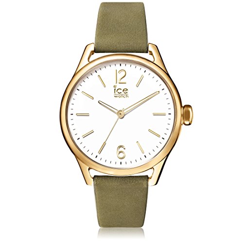 ICE-WATCH - ICE time Khaki Champagne - Grüne Damenuhr mit Lederarmband - 013058 (Medium) von ICE-WATCH