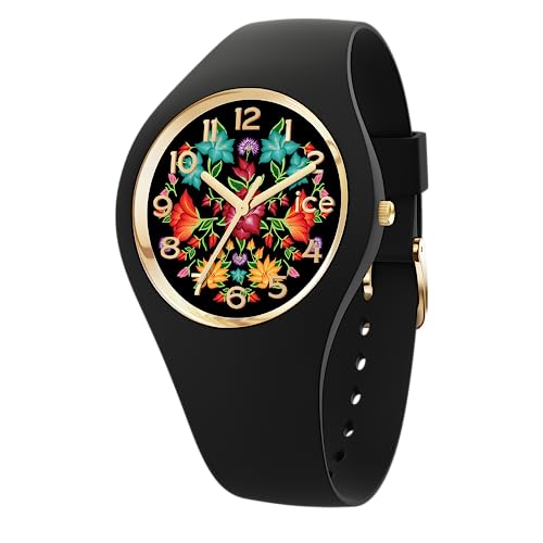 Ice-Watch - ICE flower Mexican bouquet - Schwarze Damenuhr mit Silikonarmband - 021740 (Small +) von ICE-WATCH