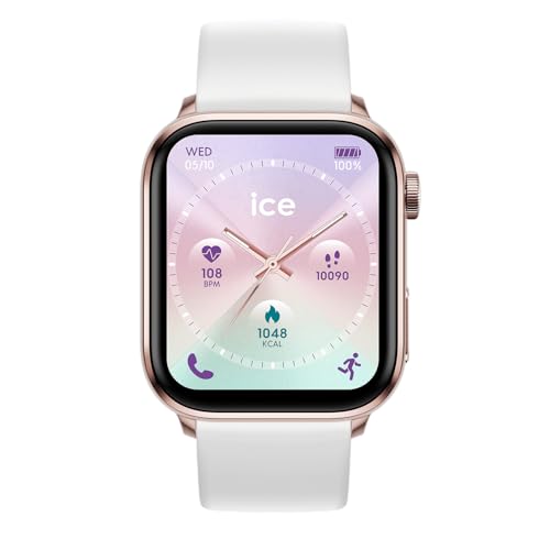 Ice-Watch - ICE smart 3.0 Rose gold White 1.78 AMOLED GPS - Rechteckige, rosa-goldene Connected Watch für Frauen mit Silikonarmband - 024302 (1.78 Zoll) von ICE-WATCH