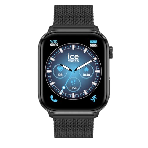 Ice-Watch - ICE smart 3.0 Black Milanese 1.78 AMOLED GPS - Rechteckige, schwarze, gemischte Connected Watch mit Metallarmband - 024300 (1.78 Zoll) von ICE-WATCH