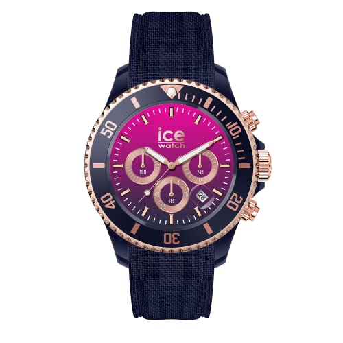 Ice-Watch - ICE chrono Dark blue Pink - Blaue Damenuhr mit Silikonarmband - Chrono - 021642 (Medium) von ICE-WATCH