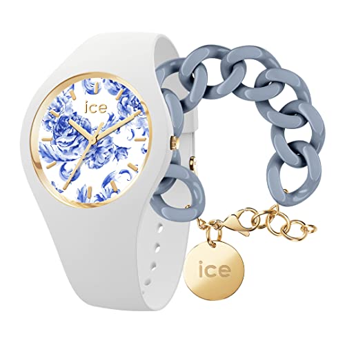 Ice Blue - White Porcelain - Medium - 3H + Jewellery - Chain Bracelet - Artic Blue von ICE-WATCH