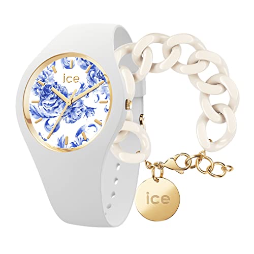 Ice Blue - White Porcelain - Small - 3H + Jewellery - Chain Bracelet - Almond Skin von ICE-WATCH