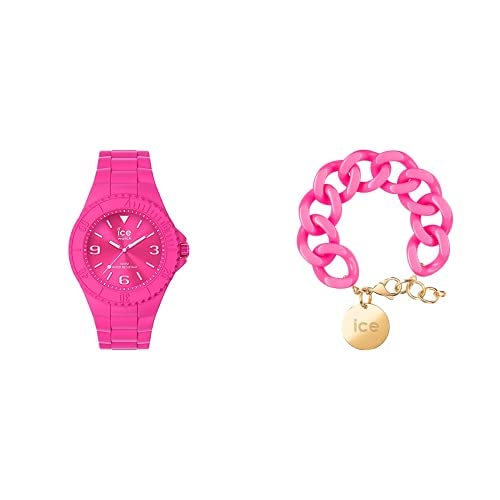 Ice Generation - Flashy pink - Medium - 3H + Jewellery - Chain Bracelet - Neon pink - Gold von ICE-WATCH