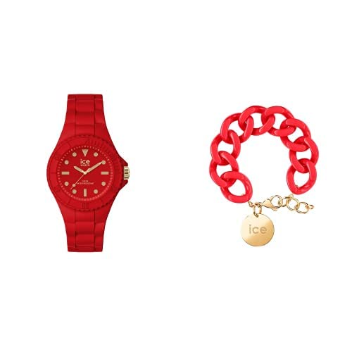 Ice Generation - Glam red - Small - 3H + Jewellery - Chain Bracelet - Red Passion - Gold von ICE-WATCH