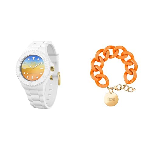 Ice Generation - Sunrise - Medium - SOLAR 3H + Jewellery - Chain Bracelet - Flashy orange - Gold von ICE-WATCH