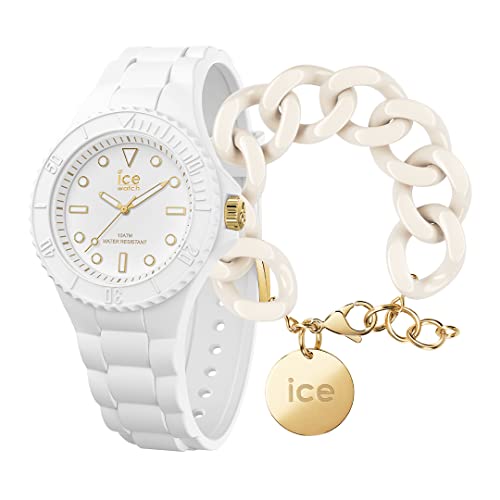 Ice Generation - White Gold - Small - 3H + Jewellery - Chain Bracelet - Almond Skin von ICE-WATCH