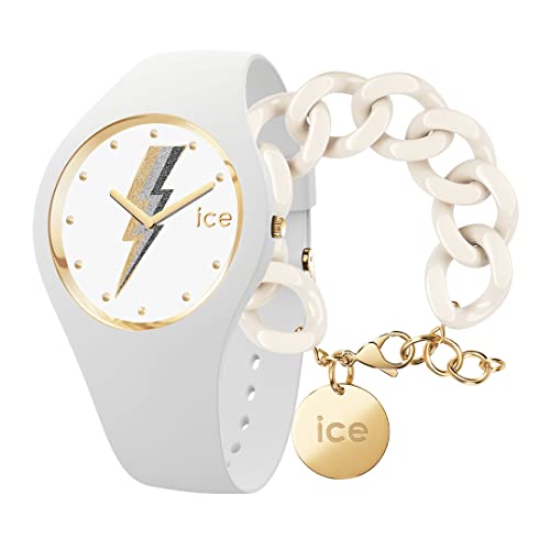 Ice Glam Rock - Electric White - Small - 2H + Jewellery - Chain Bracelet - Almond Skin von ICE-WATCH