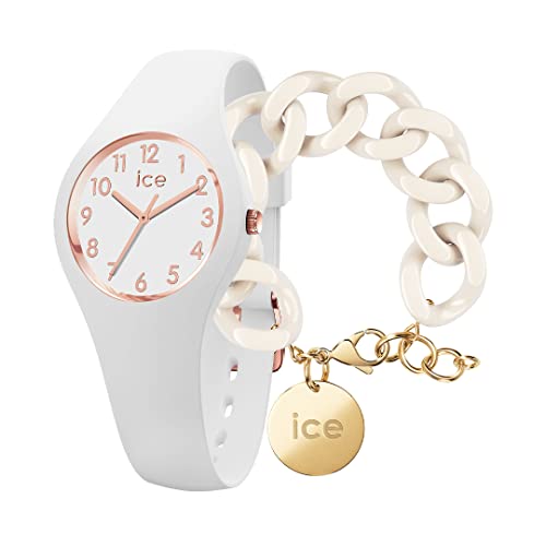 Ice Glam - White Rose-Gold - Numbers - Extra small - 3H + Jewellery - Chain Bracelet - Almond Skin von ICE-WATCH