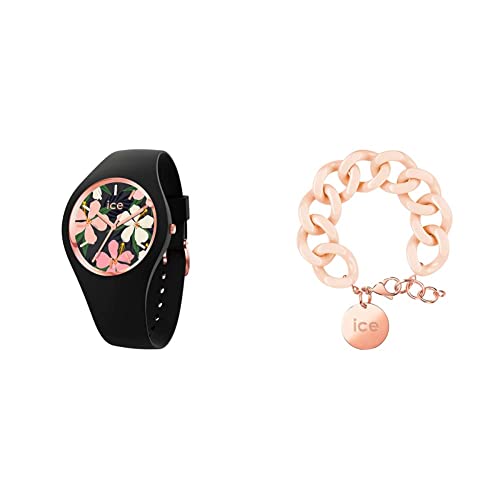 Ice - Jewellery - Chain Bracelet - Nude - Rose-Gold + Ice Flower - China Rose - Small - 3H von ICE-WATCH