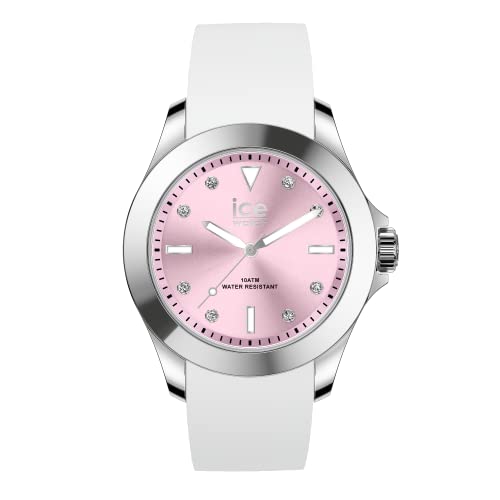Ice-Watch - ICE steel White pastel pink - Weiße Damenuhr mit Silikonarmband - 020382 (Medium) von ICE-WATCH