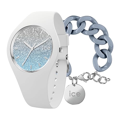 Ice lo - White Blue - Medium - 3H + Jewellery - Chain Bracelet - Artic Blue - Silver von ICE-WATCH